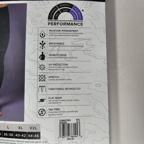 Cuddl Duds ArctiCore Performance Baselayer Thermal Pants Men's XXL (44-46) Blue - Picture 5 of 6